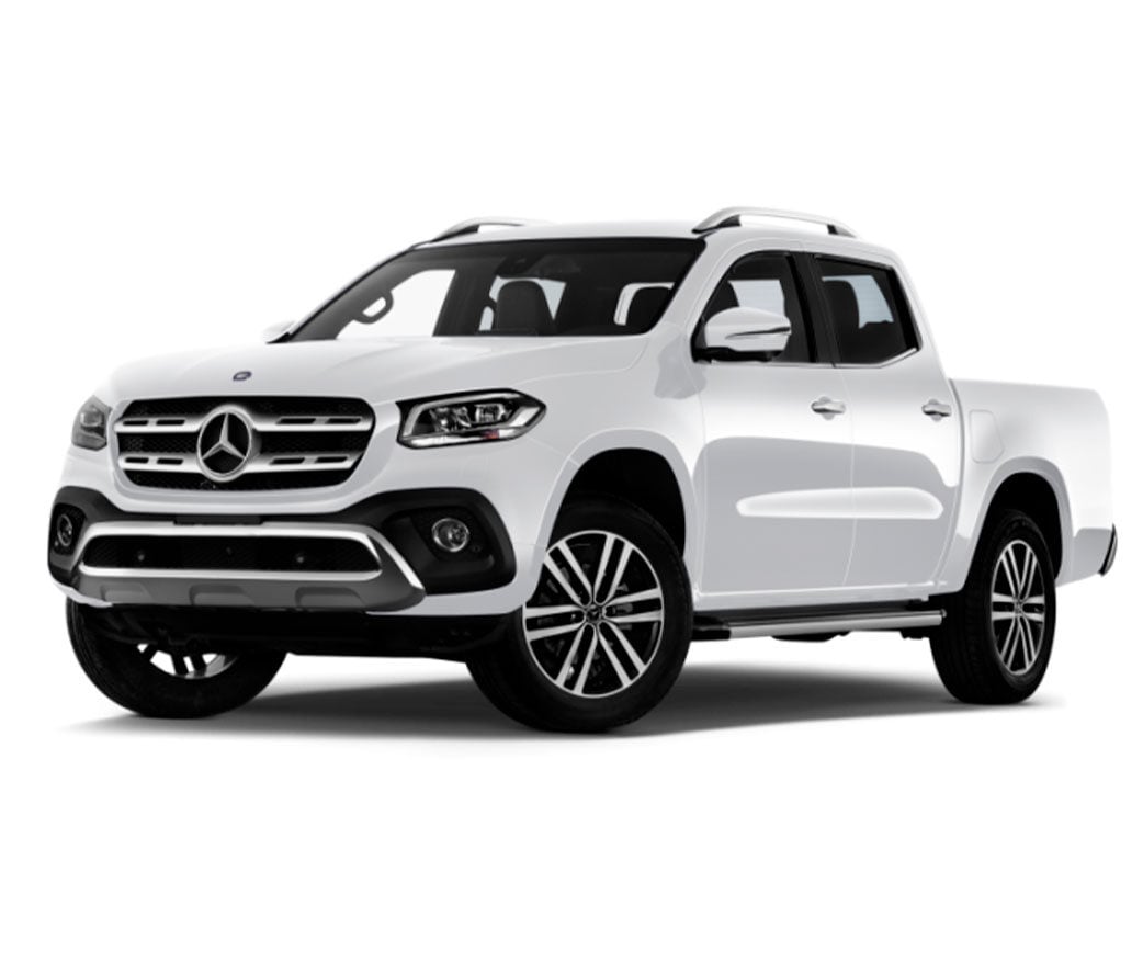 Blue Mercedes-Benz X-Class Pickup Truck with Black Accents, Off-Road Vehicle.