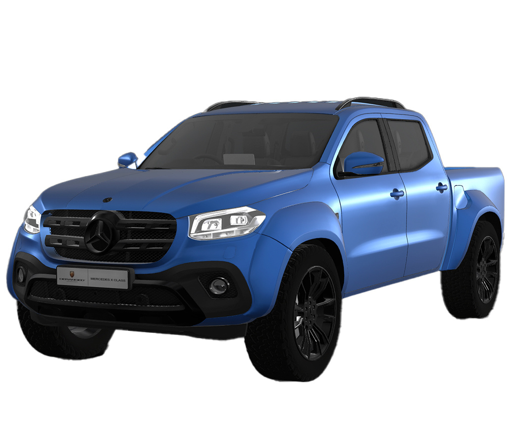 Blue Mercedes-Benz X-Class Pickup Truck with Black Accents, Off-Road Vehicle.