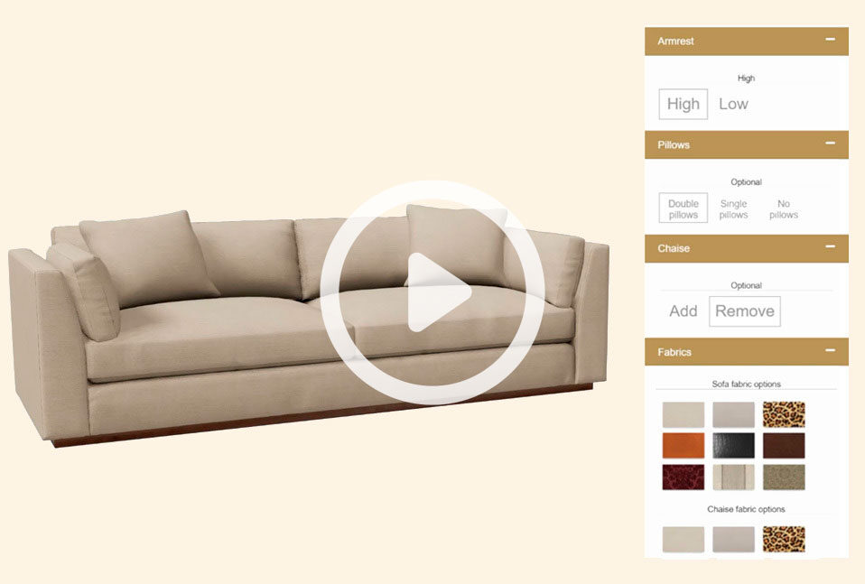 A 3D couch by Threedium, showcasing its plush cushions and modern design.