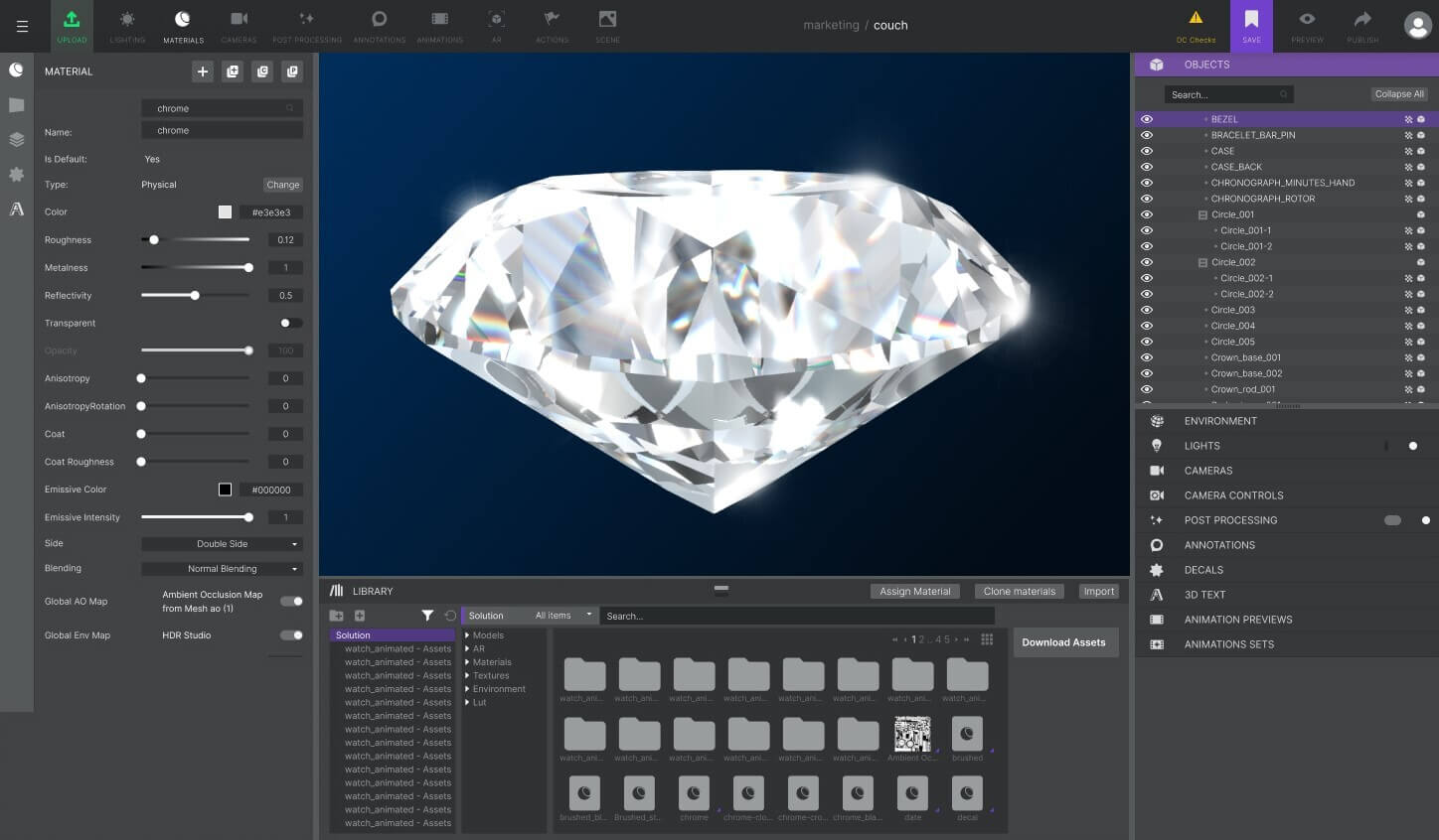 Unlimited 3D Designer Rendering of a Diamond on Computer Screen, Jewelry Design Software Interface.