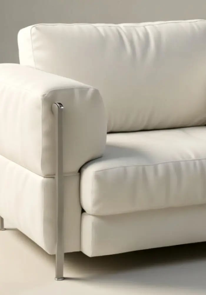 White Leather Armchair with Sleek Metallic Legs, Modern Furniture Design. Link to page Furniture